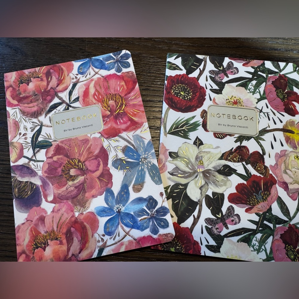 Set of 2 Gorgeous Gold Foil Detailed Soft Touch Notebook Journals - lovely gift!